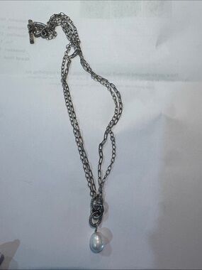 Silpada double strand Sterling  Silver-Necklace with Pearl Drop pendant